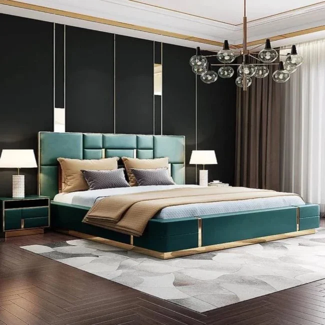 Dollar Luxury Upholstered Bed With Side Tables in Leatherette - Image 6