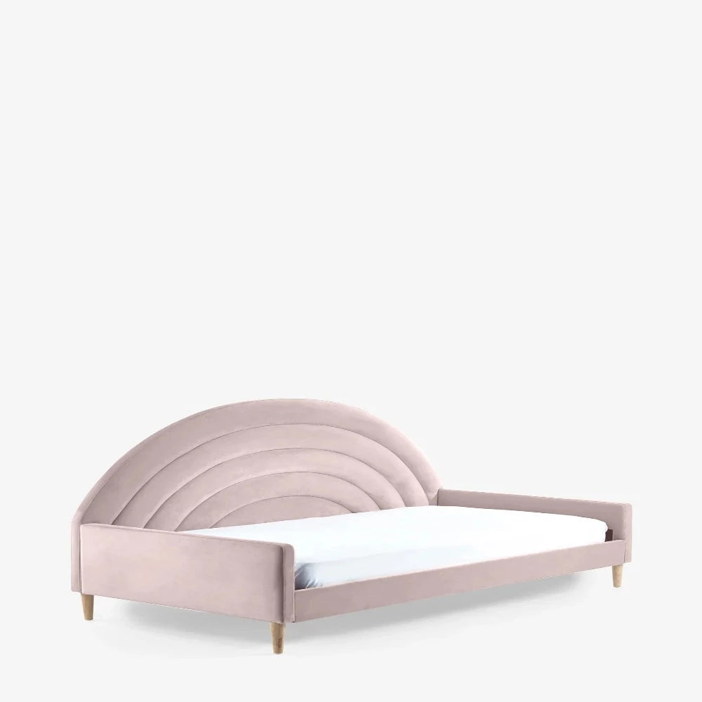 Pink Moon Upholstered Luxury Bed In Suede - Image 4