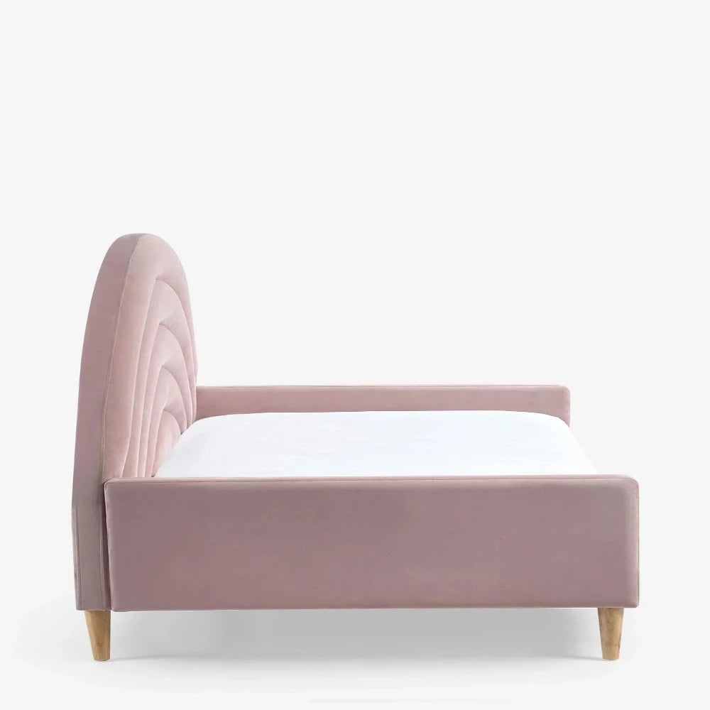 Pink Moon Upholstered Luxury Bed In Suede - Image 5