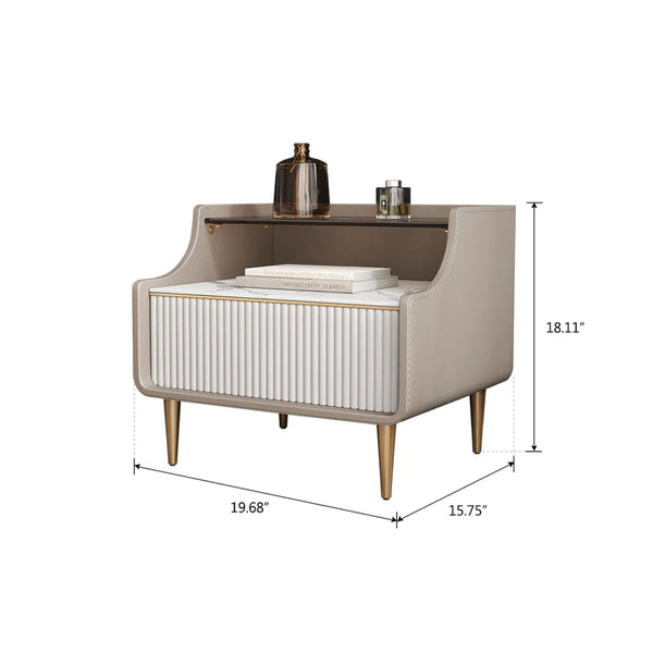 Modern Luxury Bed Side Table with Open Storage - Image 7