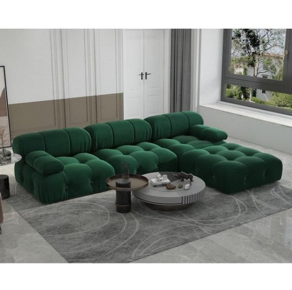 Impressive Suede L-Shaped Sectional Sofa Set - Image 4