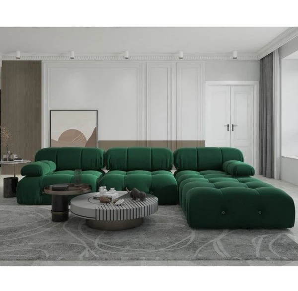 Impressive Suede L-Shaped Sectional Sofa Set - Image 5