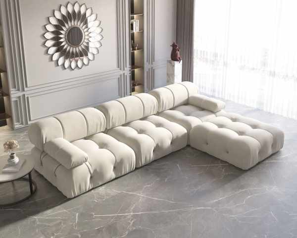 Impressive Suede L-Shaped Sectional Sofa Set - Image 2