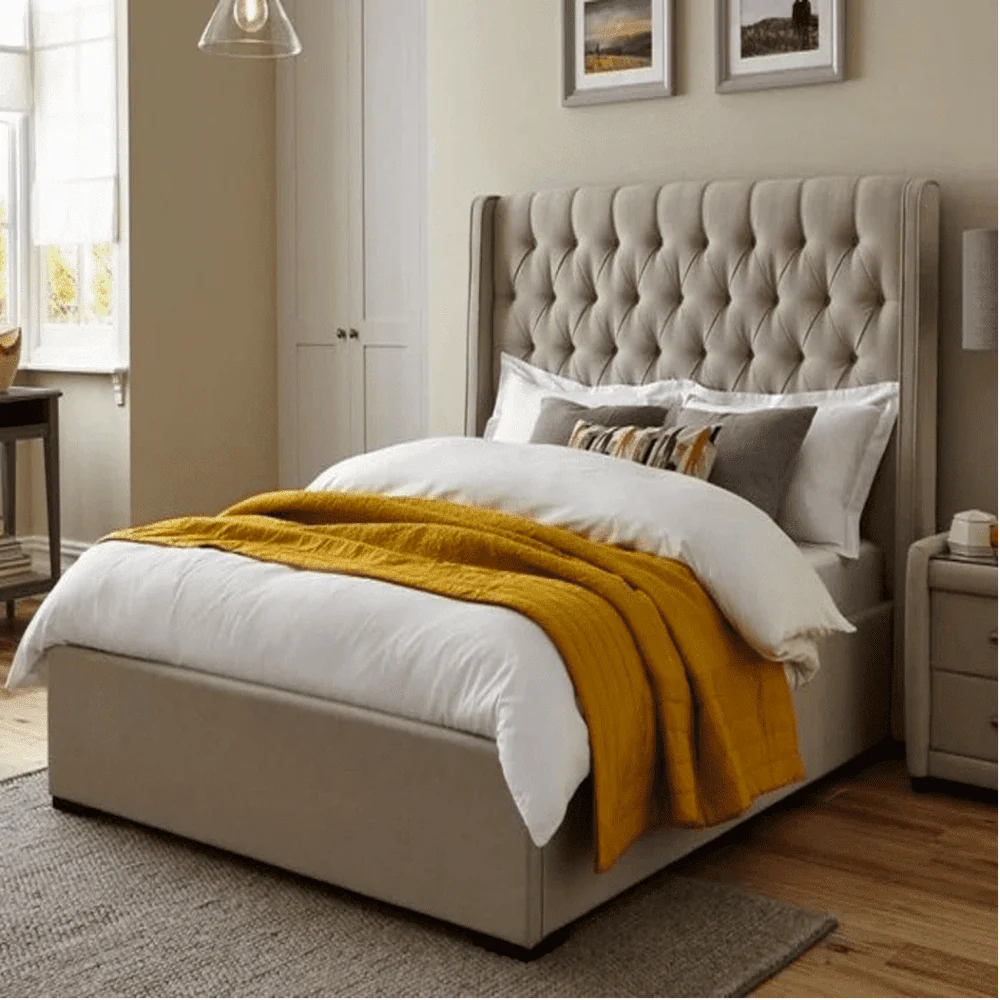 Straight Quilt Bed with Storage in Suede - Image 9