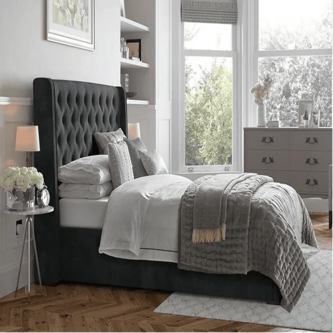 Straight Quilt Bed with Storage in Suede - Image 7