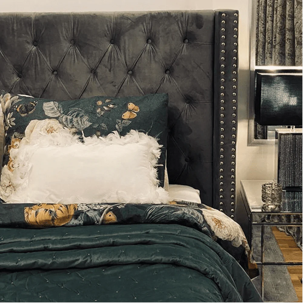 Straight Quilt Bed with Storage in Suede - Image 2