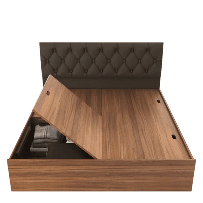 Quilt Plus Upholstered Bed with Storage in Brown Finish - Image 5